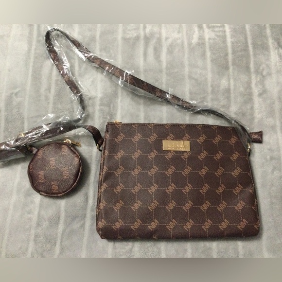Nicole Miller Handbags - Nicole Miller Brown NM Logo Crossbody with Matching Coin Pouch